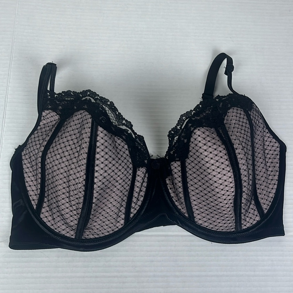 Fredericks Of Hollywood Black Pink Lace Underwire Bra Women's 42DD
